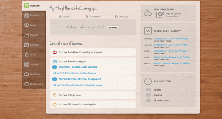 17hats screenshot CRM for small business