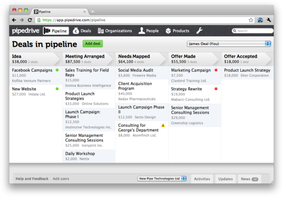 pipedrive screenshot small business CRM