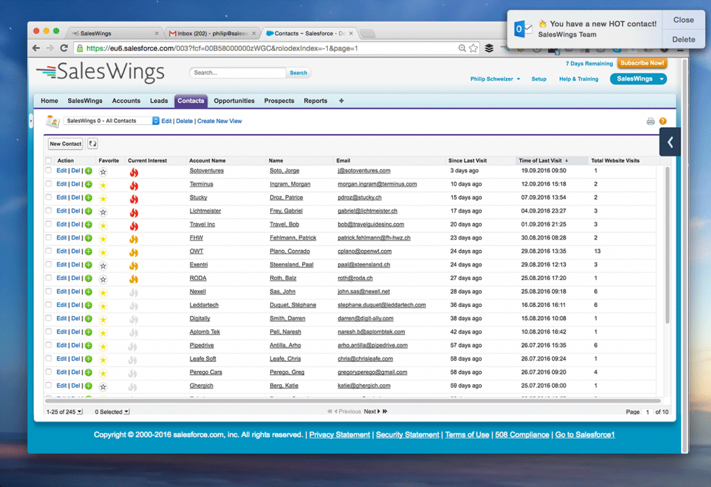 Saleswings website tracking and lead scoring integration Salesforce