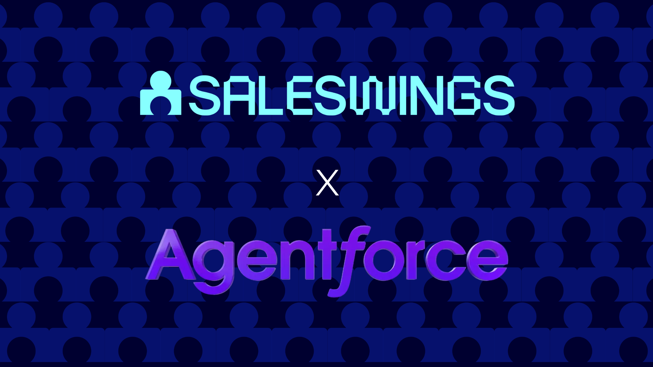 A dark blue image with text that says SalesWings x Agentforce